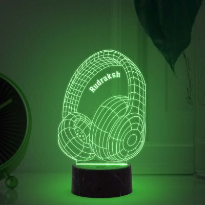 3D Illusion Headphone Night lamp with Automatic Color Changing Light Customized with Name Gift for Boy, Friend, Brother